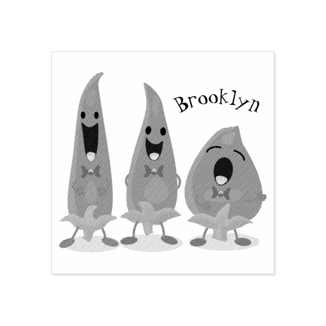 Cute singing chilli peppers cartoon illustration rubber stamp (Imprint)