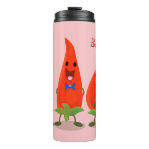 Cute singing chilli peppers cartoon illustration thermal tumbler