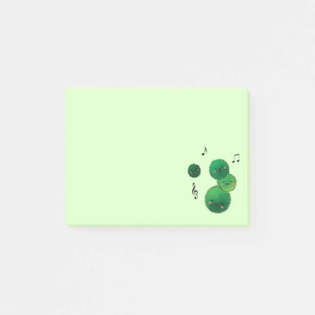 Cute Singing Marimo Moss Stack Post-it Notes (Front)