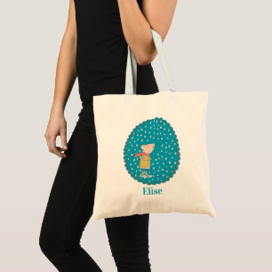 Cute Singing Mouse in Blue Personalized Tote Bag