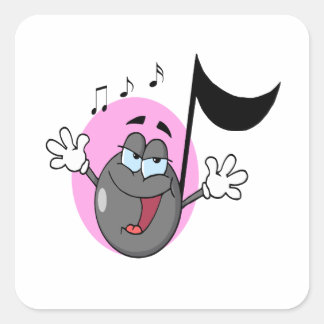 cute singing music musical note cartoon character square sticker