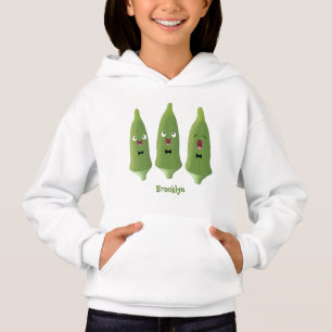 Cute singing okra vegetable cartoon