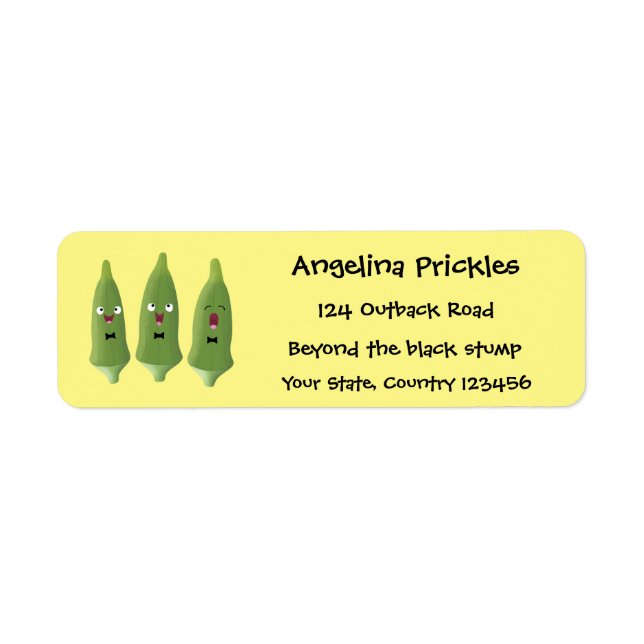 Cute singing okra vegetable cartoon (Front)