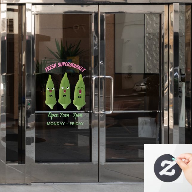 Cute singing okra vegetable cartoon (Office Door)