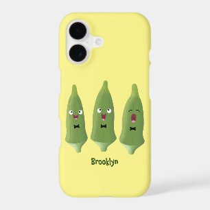Cute singing okra vegetable cartoon