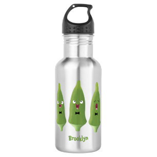 Cute singing okra vegetable cartoon 532 ml water bottle