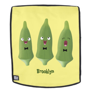 Cute singing okra vegetable cartoon backpack