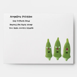 Cute singing okra vegetable cartoon envelope