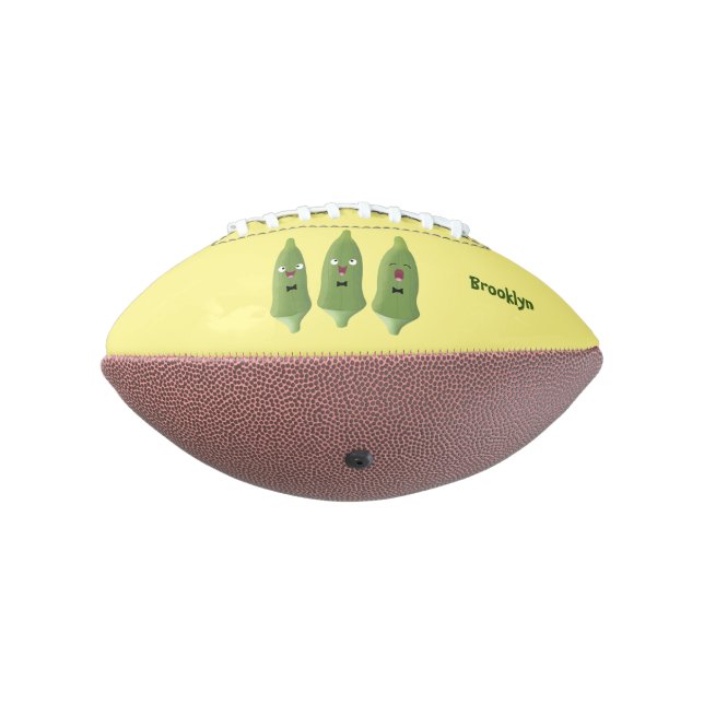 Cute singing okra vegetable cartoon  football (Rotated 270)