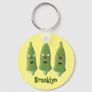 Cute singing okra vegetable cartoon key ring