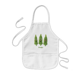 Cute singing okra vegetable cartoon kids apron