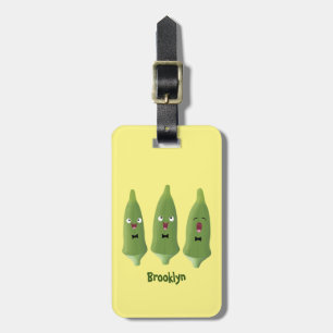 Cute singing okra vegetable cartoon luggage tag