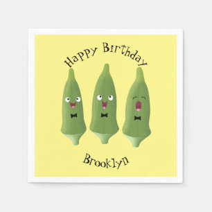 Cute singing okra vegetable cartoon napkin