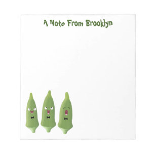 Cute singing okra vegetable cartoon notepad
