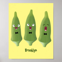 Cute singing okra vegetable cartoon