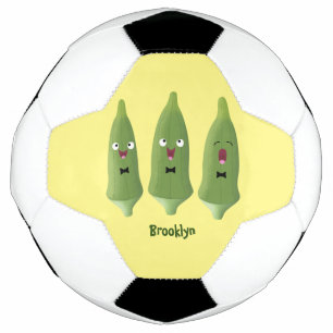 Cute singing okra vegetable cartoon soccer ball