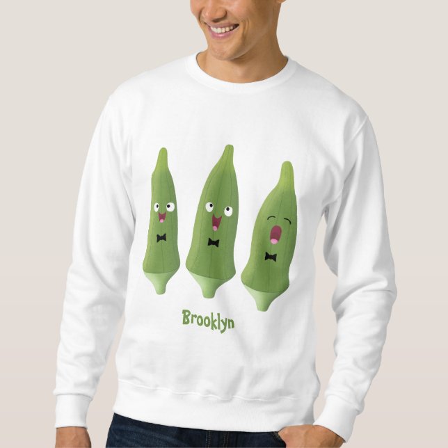 Cute singing okra vegetable cartoon sweatshirt (Front)