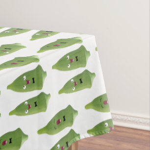 Cute singing okra vegetable cartoon  tablecloth