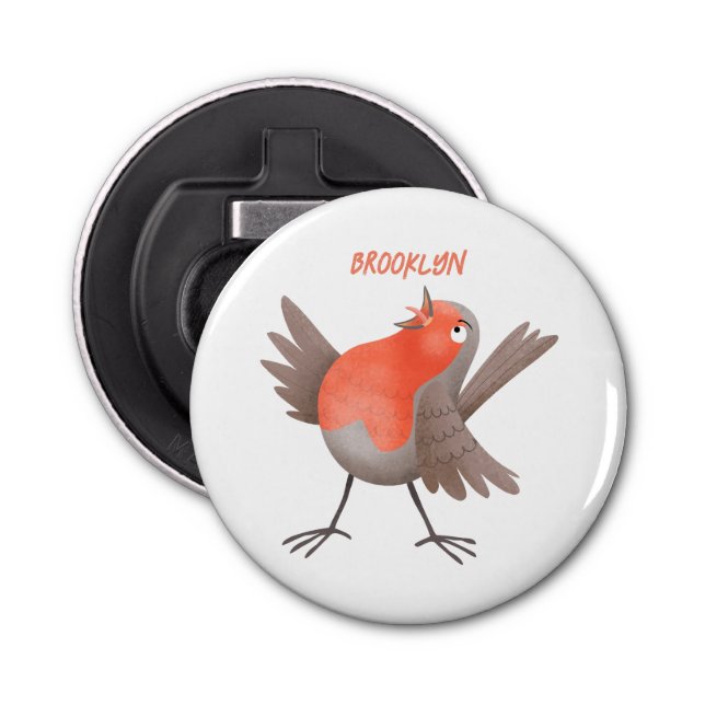 Cute singing robin bird cartoon bottle opener (Front)
