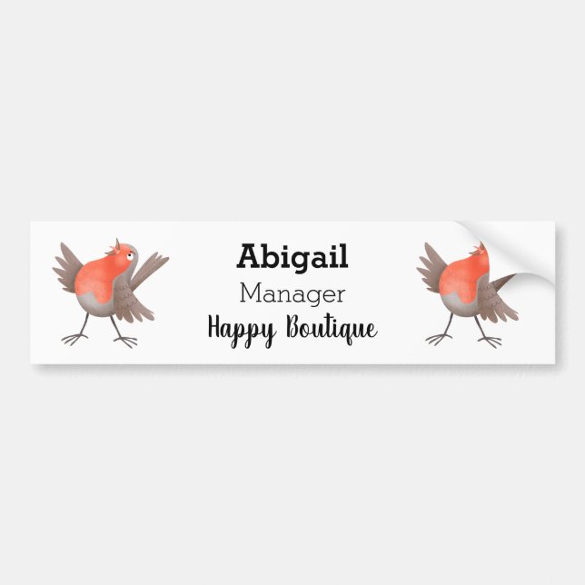 Cute singing robin bird cartoon bumper sticker (Front)