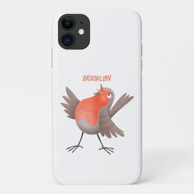 Cute singing robin bird cartoon Case-Mate iPhone case (Back)