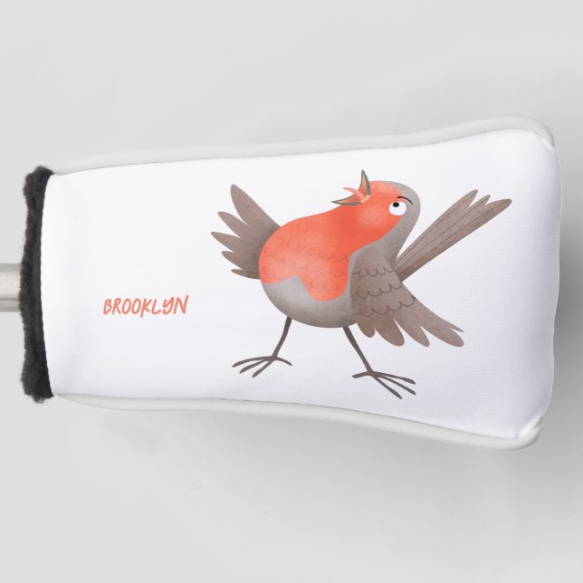 Cute singing robin bird cartoon golf head cover (Front)