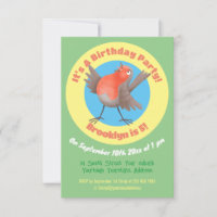 Cute singing robin bird cartoon