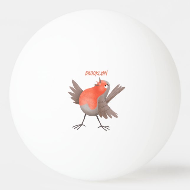 Cute singing robin bird cartoon  ping pong ball (Front)