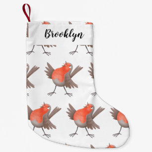 Cute singing robin bird cartoon small christmas stocking