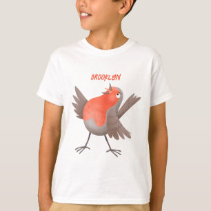 Cute singing robin bird cartoon T-Shirt