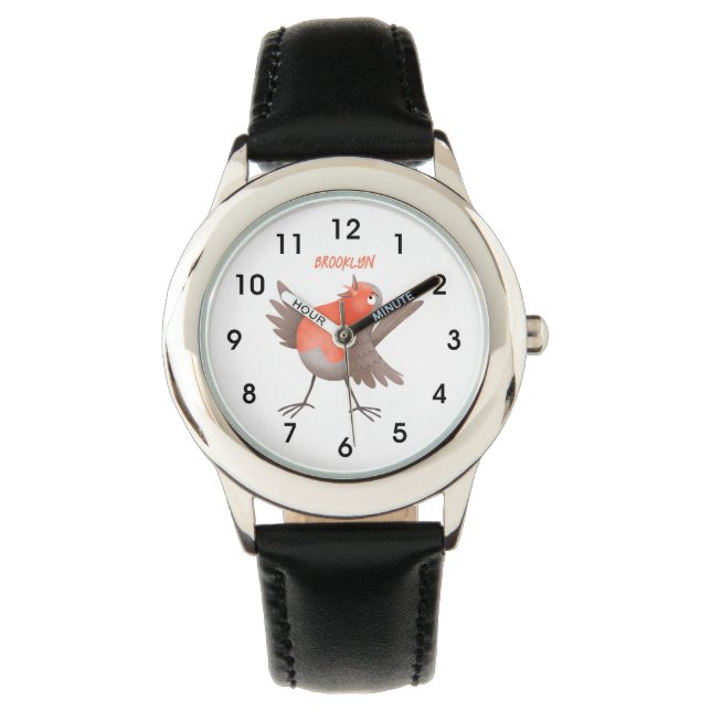 Cute singing robin bird cartoon watch (Front)