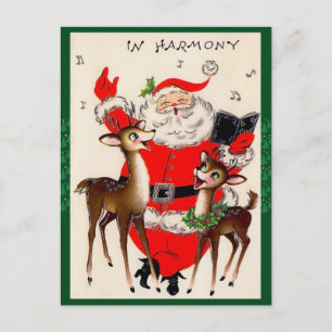 Cute Singing Santa Christmas Postcard
