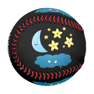 Cute singing stars, moon and cloud cartoon baseball