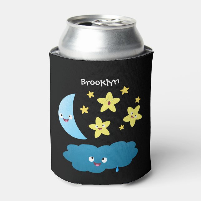 Cute singing stars, moon and cloud cartoon can cooler (Can Front)