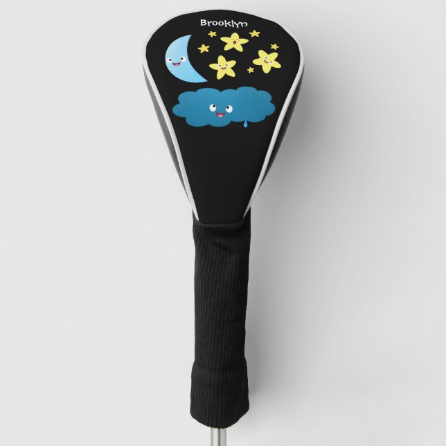 Cute singing stars, moon and cloud cartoon golf head cover (Front)