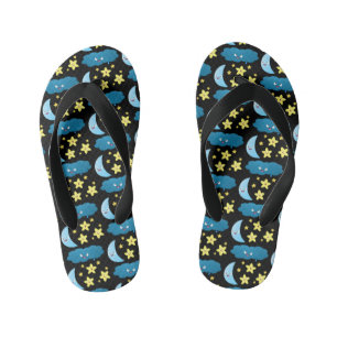 Cute singing stars, moon and cloud cartoon kid's jandals
