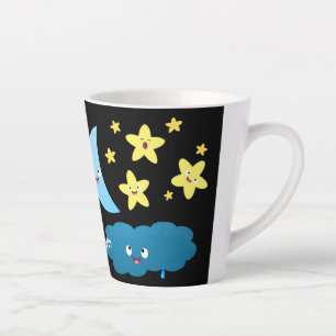 Cute singing stars, moon and cloud cartoon latte mug