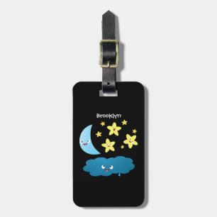 Cute singing stars, moon and cloud cartoon luggage tag