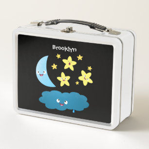 Cute singing stars, moon and cloud cartoon metal lunch box