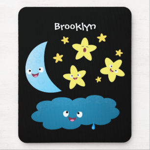 Cute singing stars, moon and cloud cartoon mouse pad