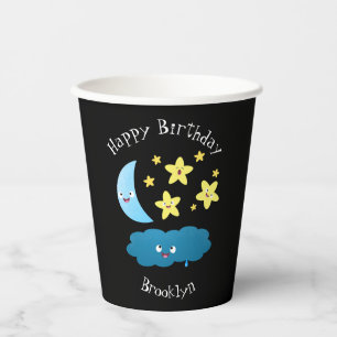Cute singing stars, moon and cloud cartoon paper cups