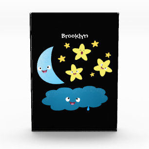 Cute singing stars, moon and cloud cartoon photo block