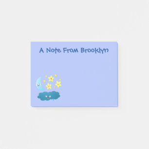 Cute singing stars, moon and cloud cartoon post-it notes