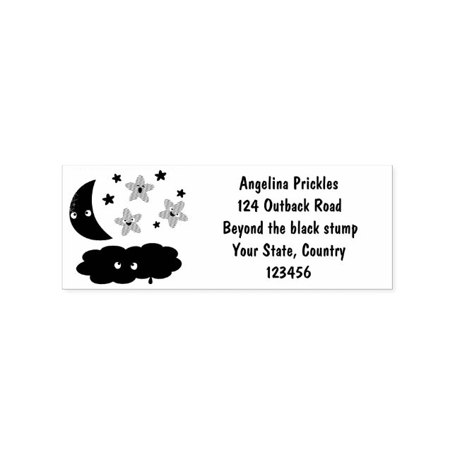 Cute singing stars, moon and cloud cartoon rubber stamp (Imprint)