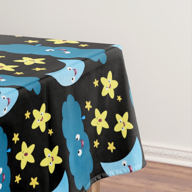 Cute singing stars, moon and cloud cartoon tablecloth (In Situ)