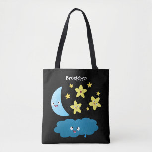Cute singing stars, moon and cloud cartoon tote bag