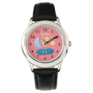 Cute singing stars, moon and cloud cartoon watch