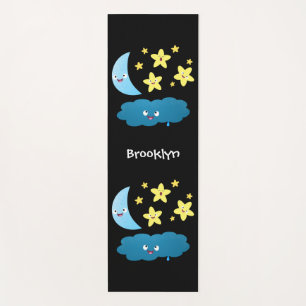 Cute singing stars, moon and cloud cartoon yoga mat