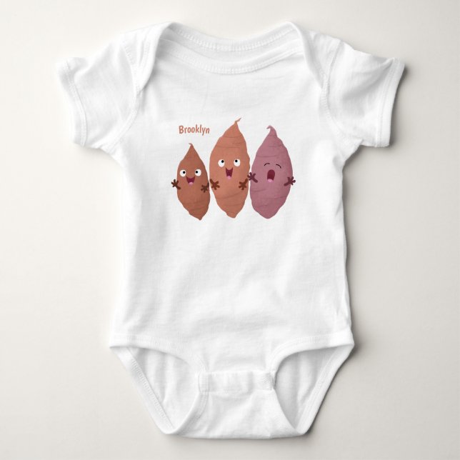 Cute singing sweet potatoes cartoon vegetables baby bodysuit (Front)