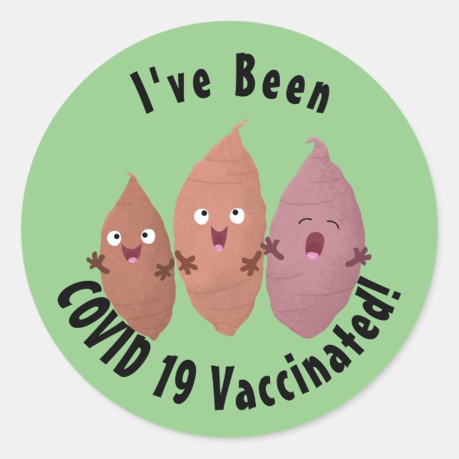 Cute singing sweet potatoes cartoon vegetables classic round sticker (Front)